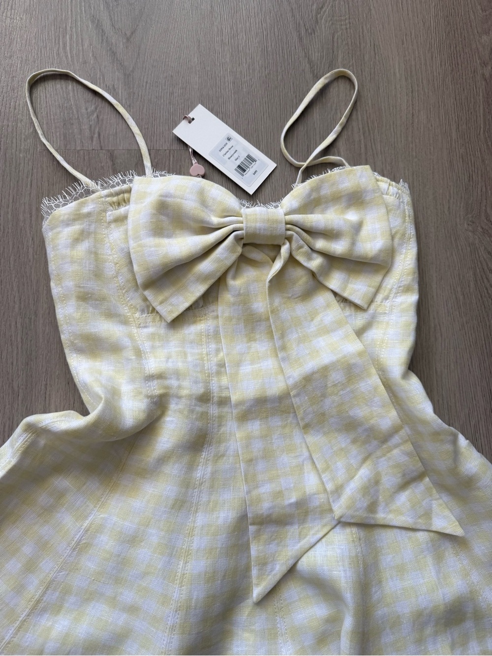 LoveShackFancy CLARINE GINGHAM BOW MINI DRESS - Picture 8 of 15